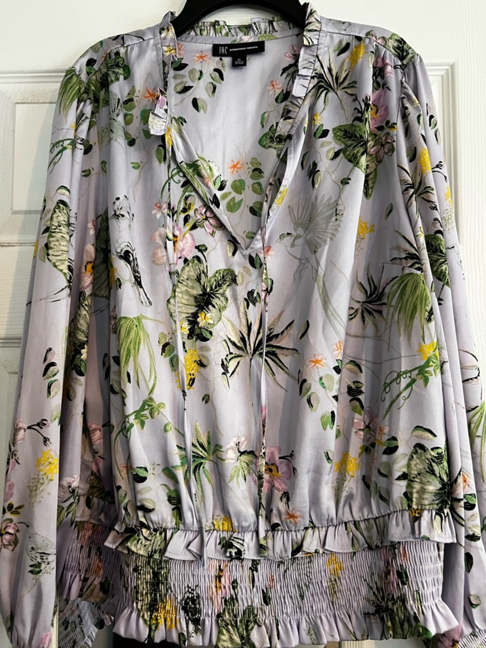 INC International Concepts Lavender Botanical Print Blouse - Picture 2 of 7